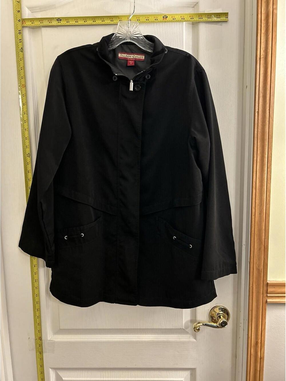 Black Windbreaker Jacket by Tudor Court, Size M